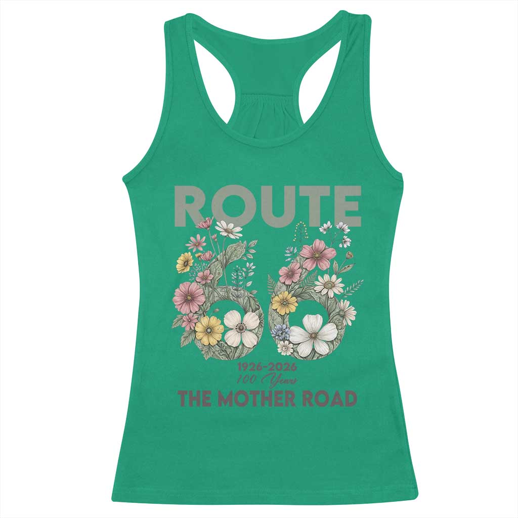Route Highway 66 Racerback Tank Top - Floral Centennial 100 Year Anniversary TS12 Irish Green Print Your Wear