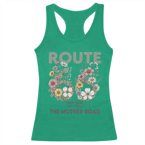 Route Highway 66 Racerback Tank Top - Floral Centennial 100 Year Anniversary TS12 Irish Green Print Your Wear