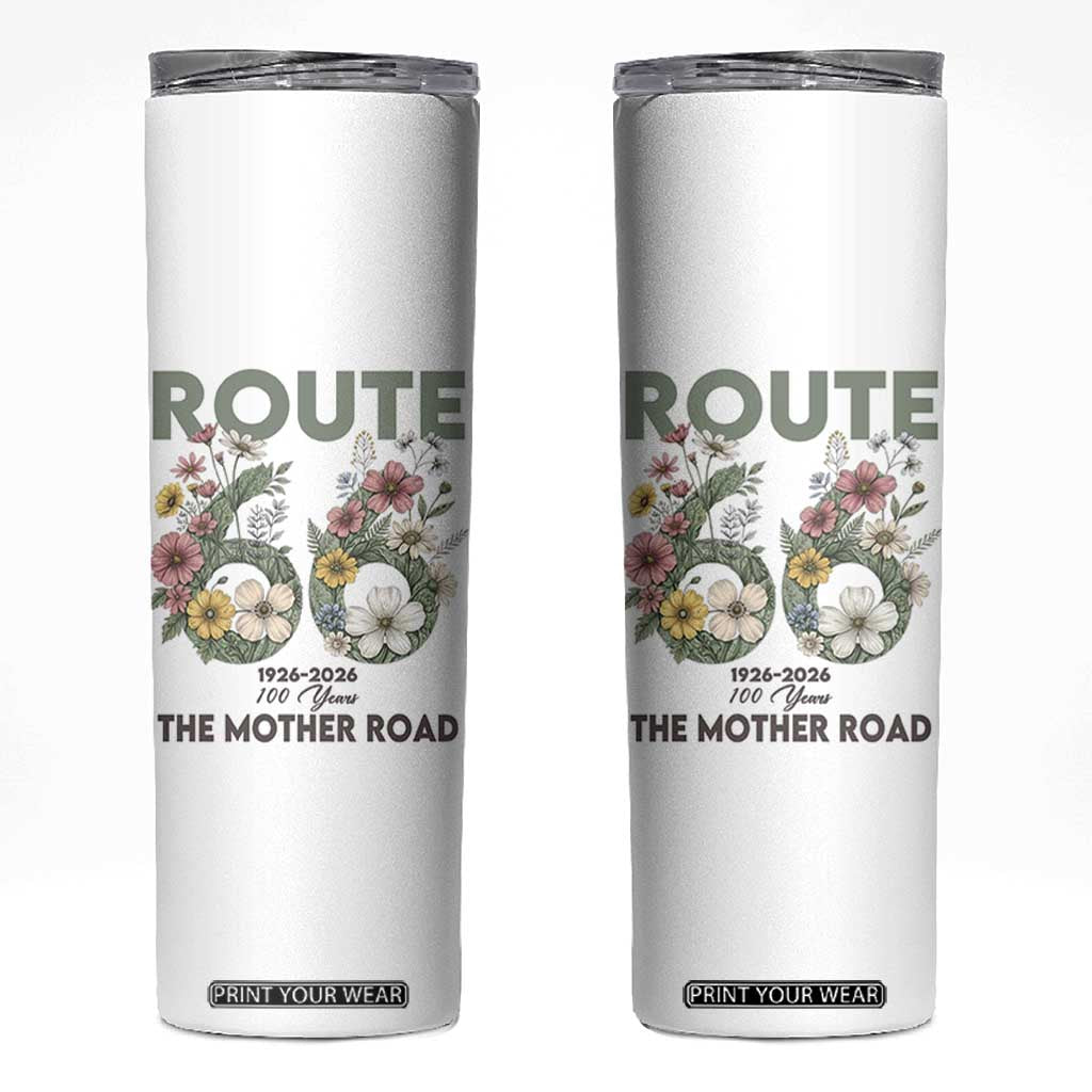 Route Highway 66 Skinny Tumbler Floral Centennial 100 Year Anniversary TS12 White Print Your Wear