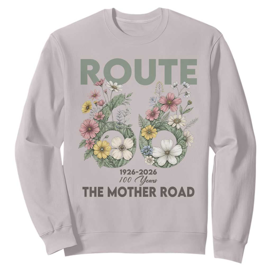 Route Highway 66 Sweatshirt Floral Centennial 100 Year Anniversary TS12 Ice Gray Print Your Wear