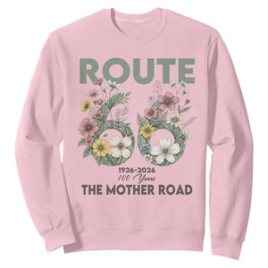Route Highway 66 Sweatshirt Floral Centennial 100 Year Anniversary TS12 Light Pink Print Your Wear