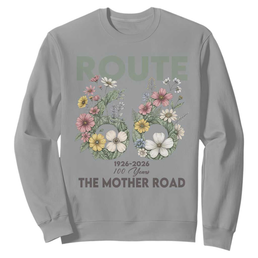 Route Highway 66 Sweatshirt Floral Centennial 100 Year Anniversary TS12 Sport Gray Print Your Wear