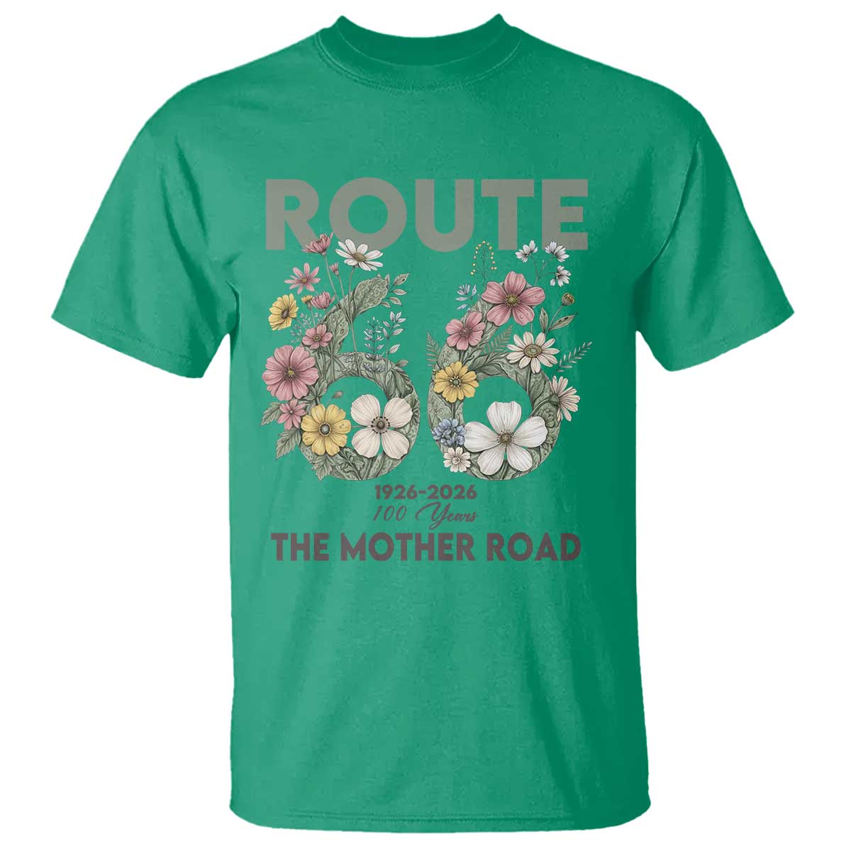 Route Highway 66 T Shirt Floral Centennial 100 Year Anniversary TS12 Irish Green Print Your Wear