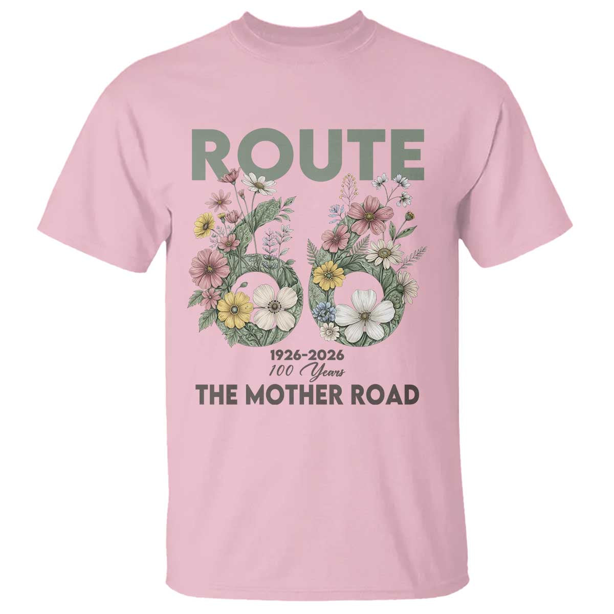 Route Highway 66 T Shirt Floral Centennial 100 Year Anniversary TS12 Light Pink Print Your Wear