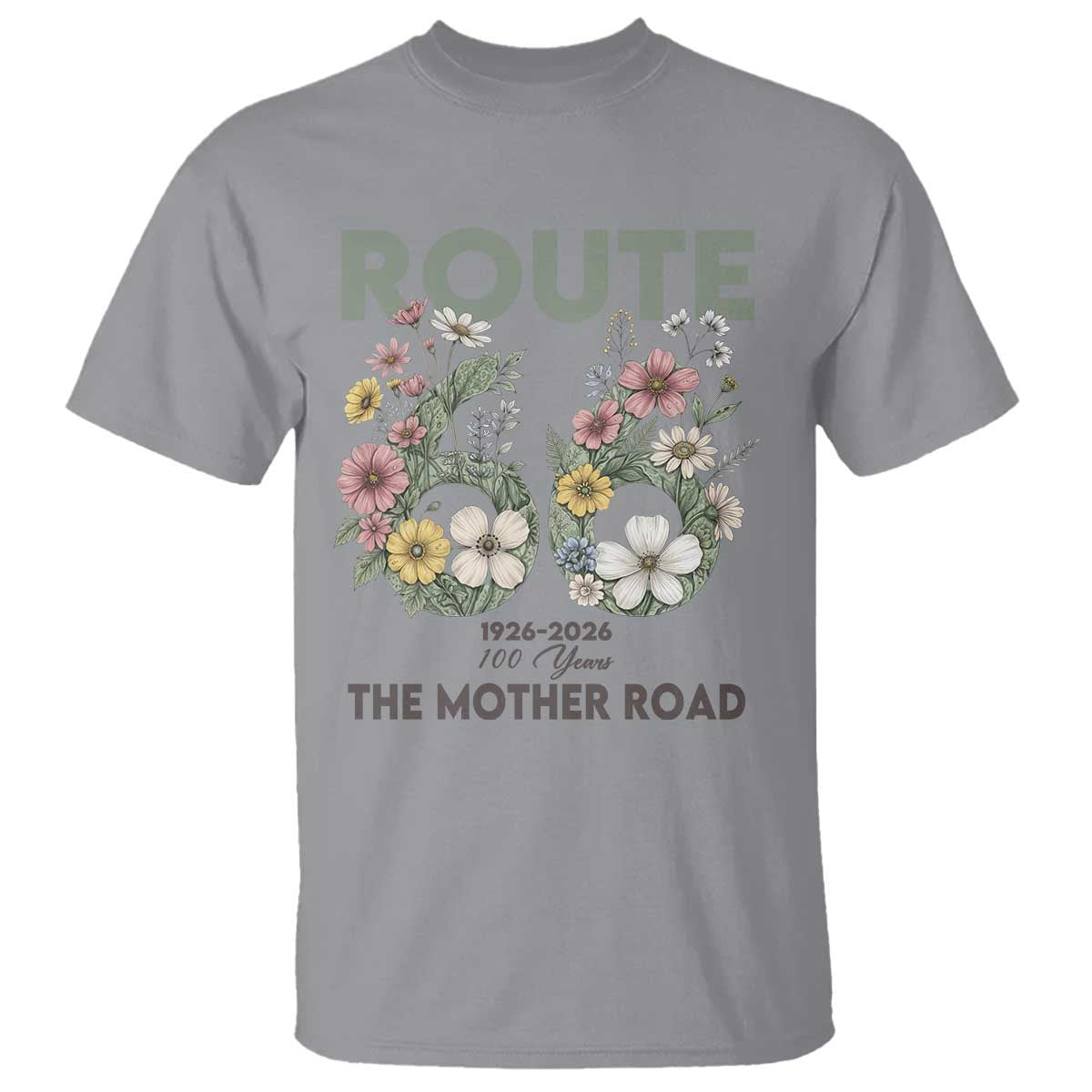 Route Highway 66 T Shirt Floral Centennial 100 Year Anniversary TS12 Sport Gray Print Your Wear