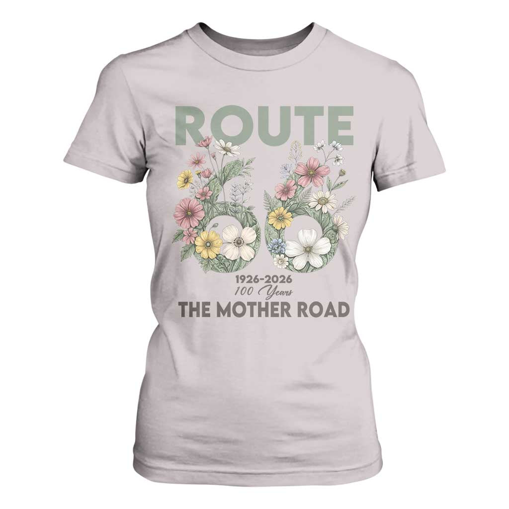 Route Highway 66 T Shirt For Women Floral Centennial 100 Year Anniversary TS12 Ice Gray Print Your Wear