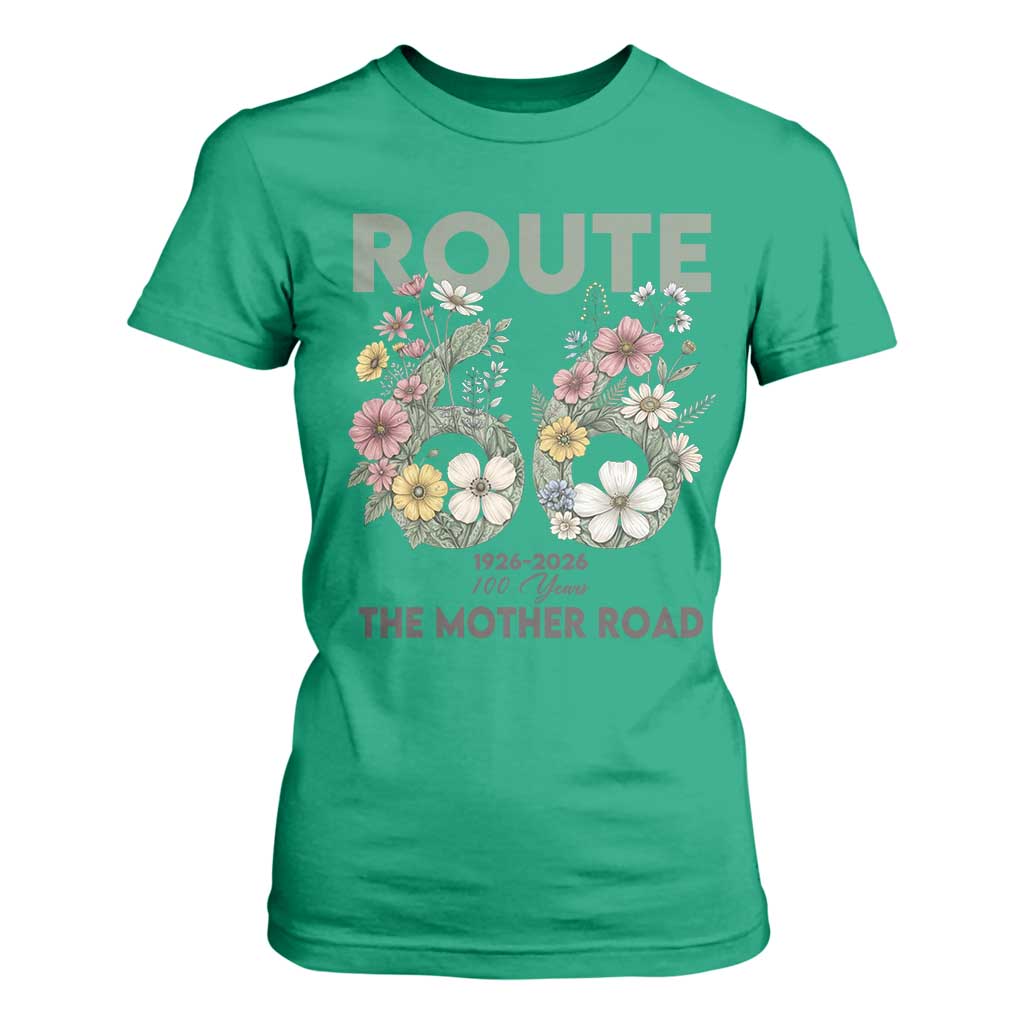 Route Highway 66 T Shirt For Women Floral Centennial 100 Year Anniversary TS12 Irish Green Print Your Wear