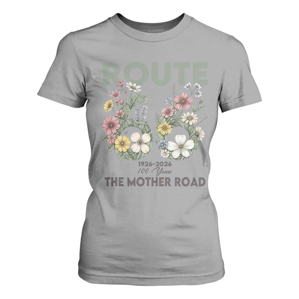 Route Highway 66 T Shirt For Women Floral Centennial 100 Year Anniversary TS12 Sport Gray Print Your Wear