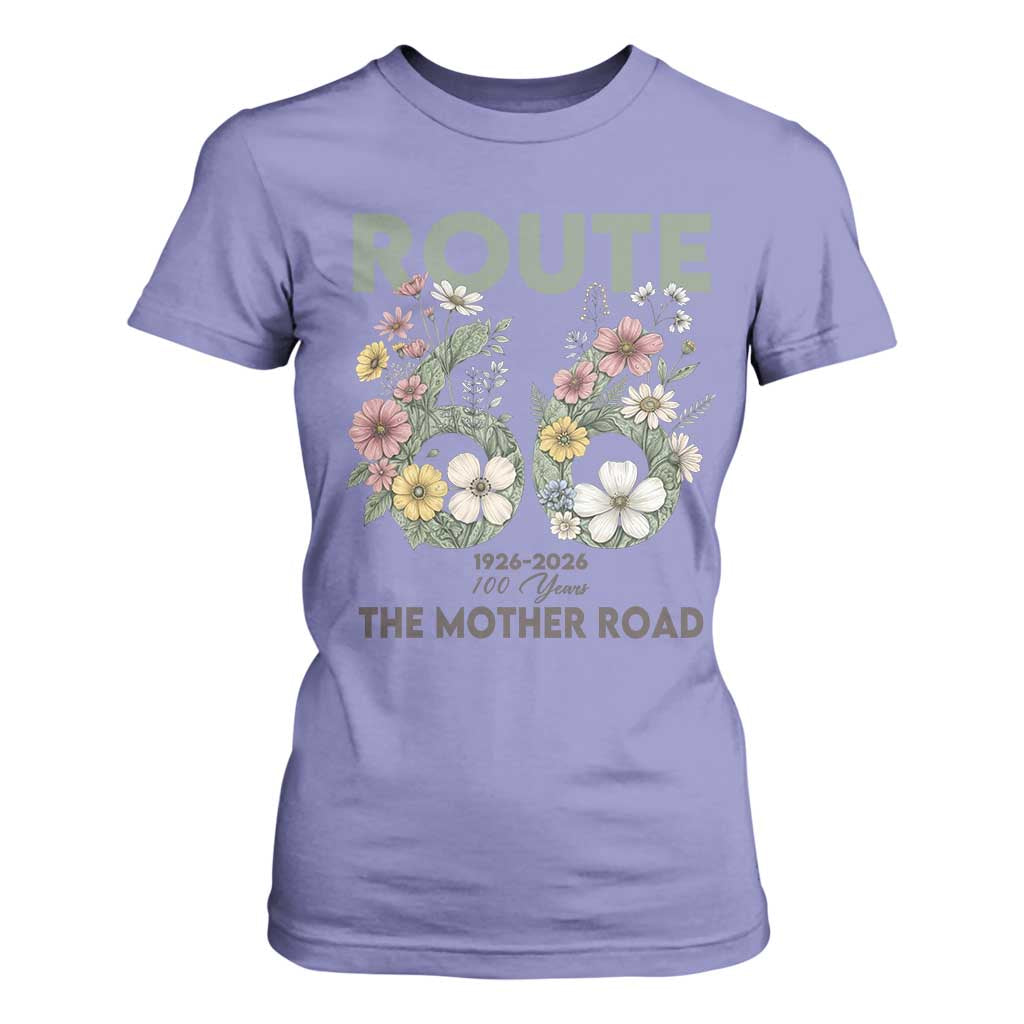 Route Highway 66 T Shirt For Women Floral Centennial 100 Year Anniversary TS12 Violet Print Your Wear