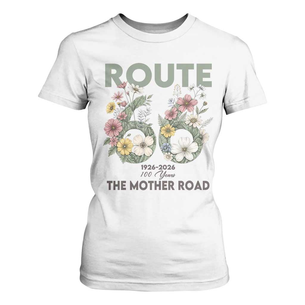 Route Highway 66 T Shirt For Women Floral Centennial 100 Year Anniversary TS12 White Print Your Wear