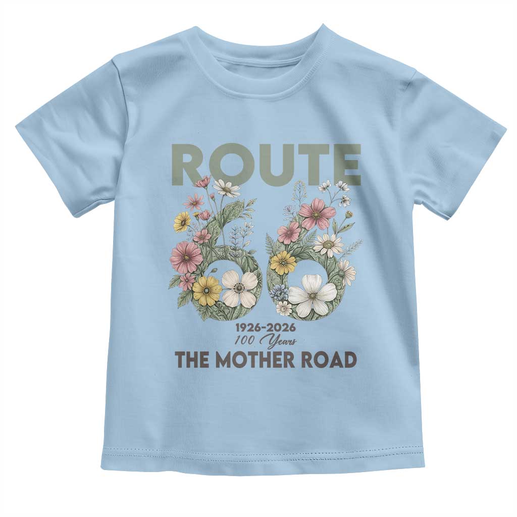 Route Highway 66 Toddler T Shirt Floral Centennial 100 Year Anniversary TS12 Light Blue Print Your Wear