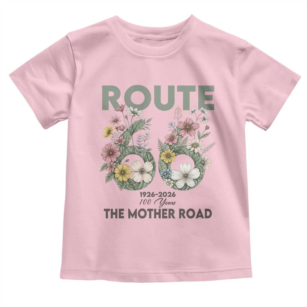 Route Highway 66 Toddler T Shirt Floral Centennial 100 Year Anniversary TS12 Light Pink Print Your Wear