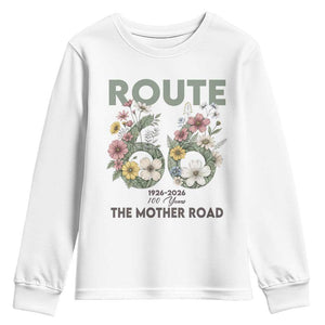 Route Highway 66 Youth Sweatshirt Floral Centennial 100 Year Anniversary TS12 White Print Your Wear