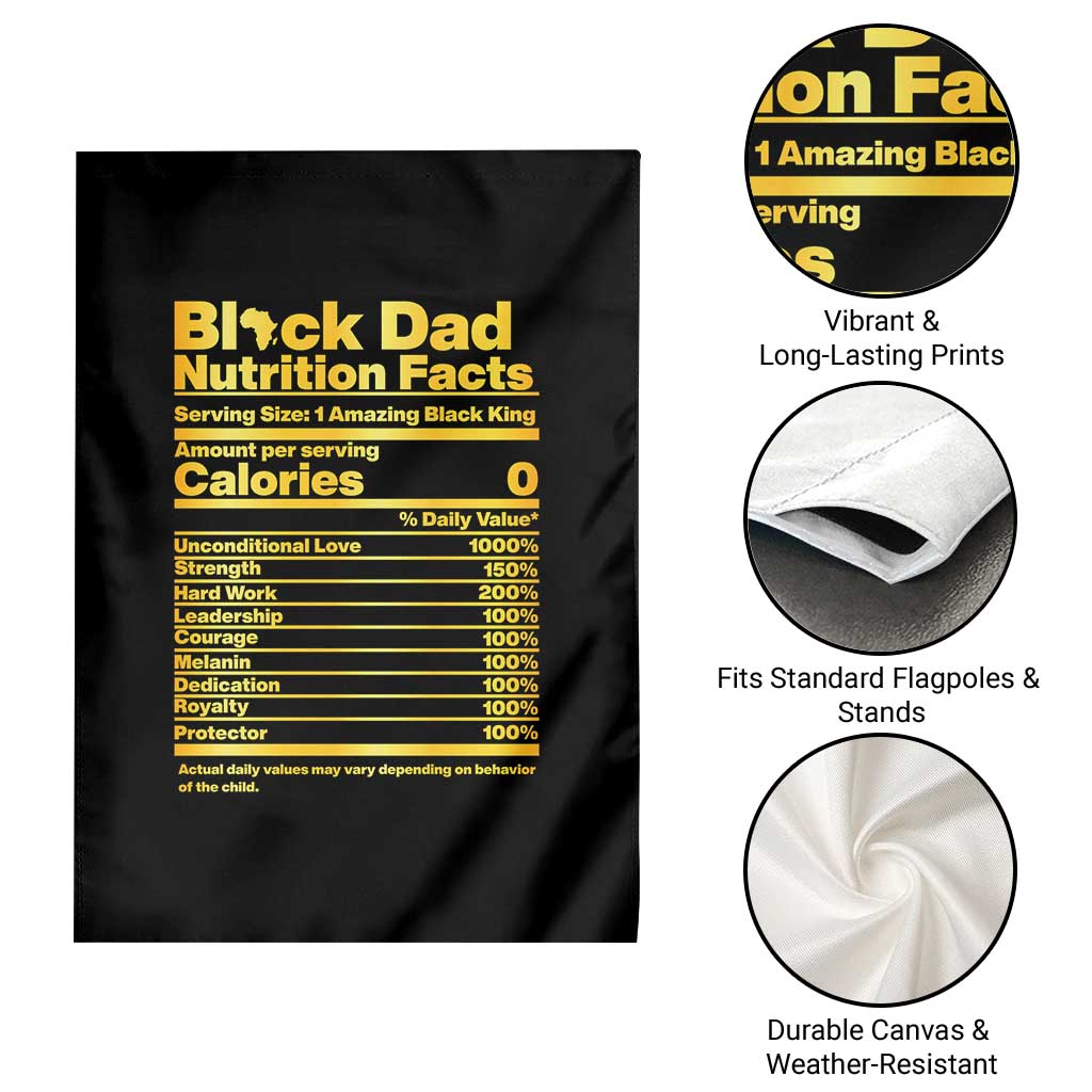 Black Dad Nutrition Facts Garden Flag African American Fathers Day