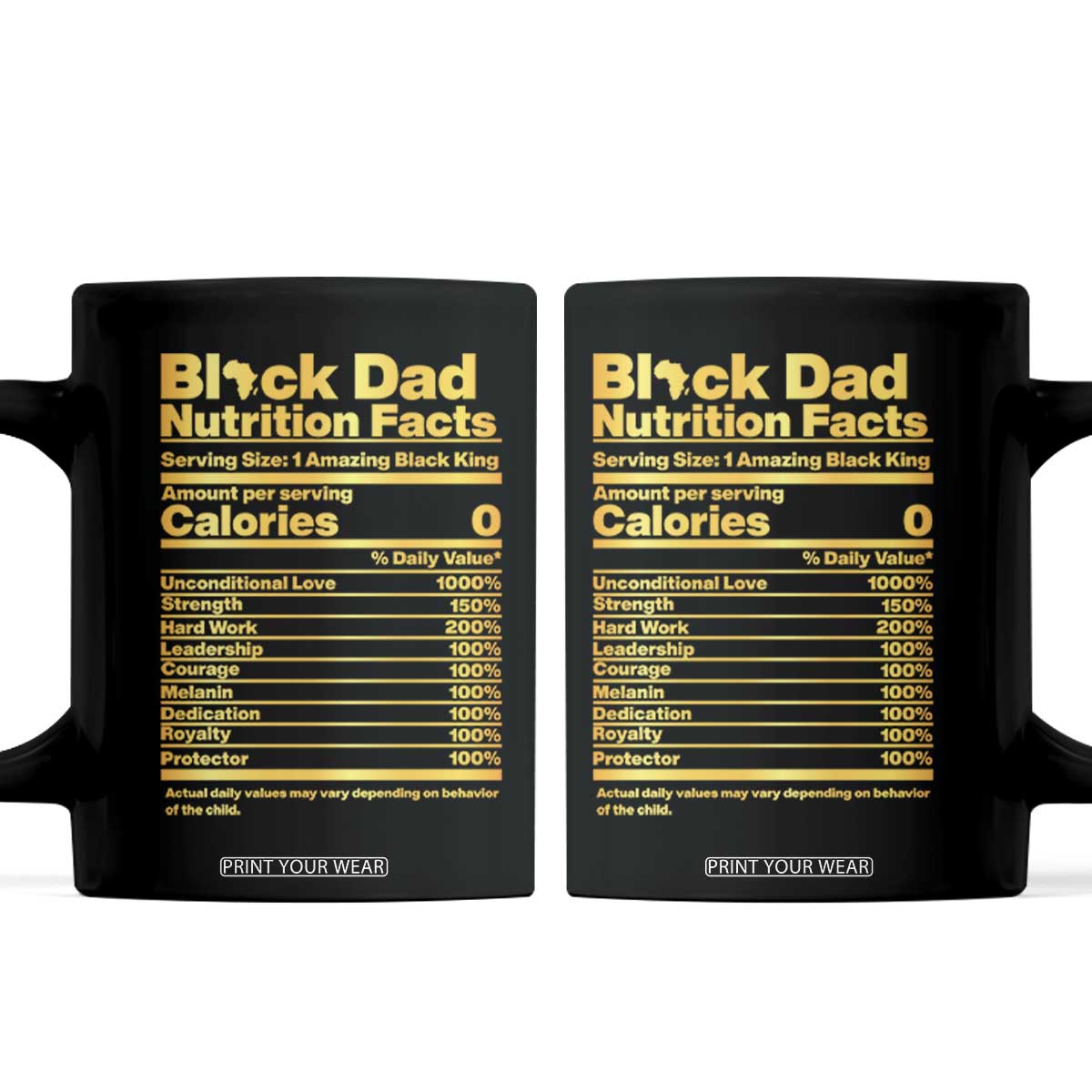 Black Dad Nutrition Facts Coffee Mug African American Fathers Day