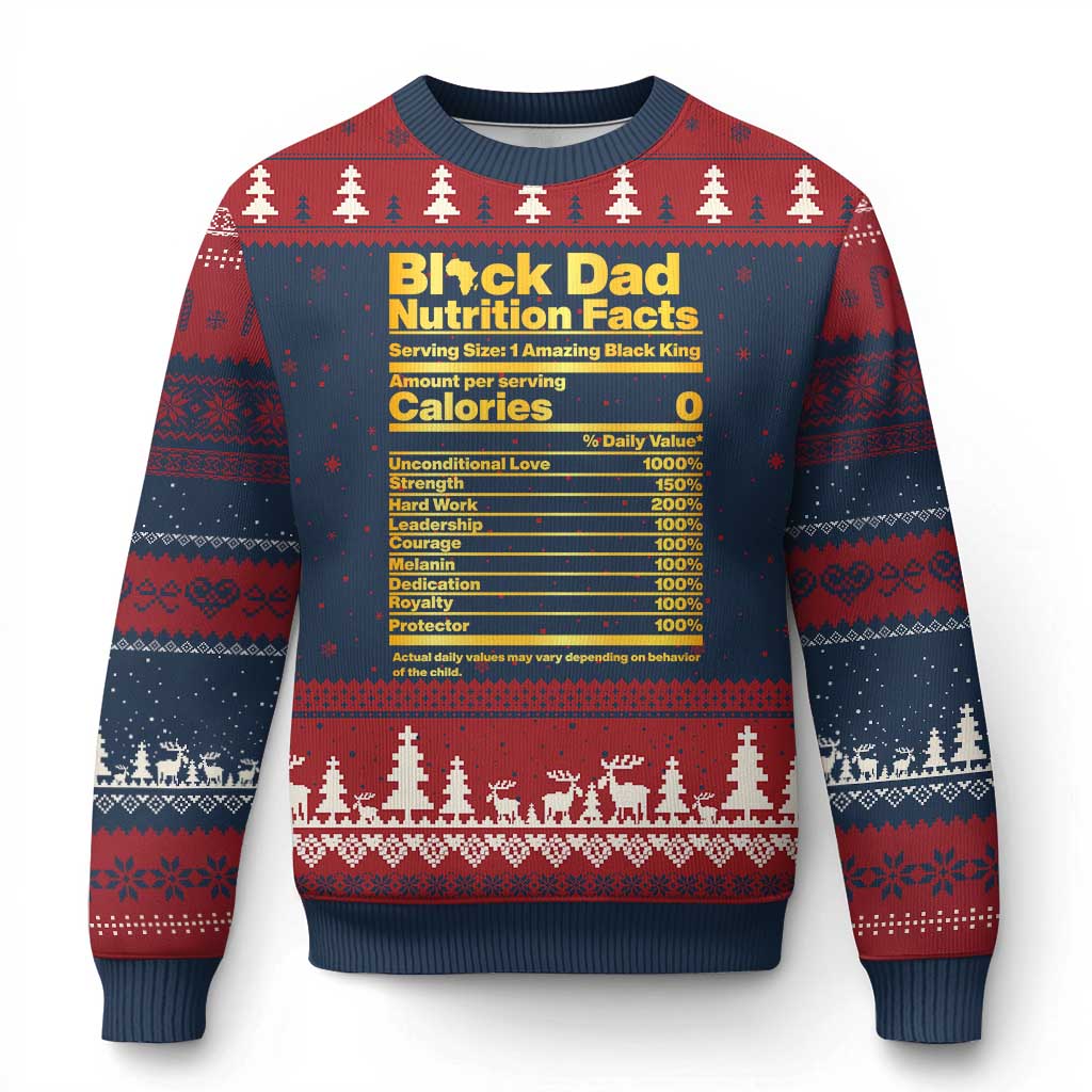 Black Dad Nutrition Facts Ugly Christmas Sweater African American Fathers Day TS12 Navy Red Print Your Wear