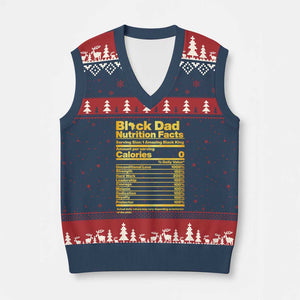 Black Dad Nutrition Facts V-Neck Knit Sweater Vest African American Fathers Day