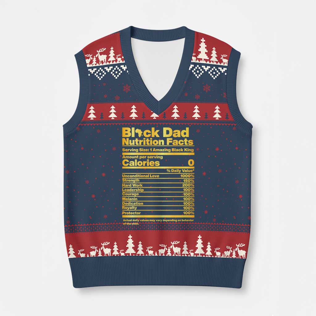 Black Dad Nutrition Facts V-Neck Knit Sweater Vest African American Fathers Day TS12 Navy Red Print Your Wear