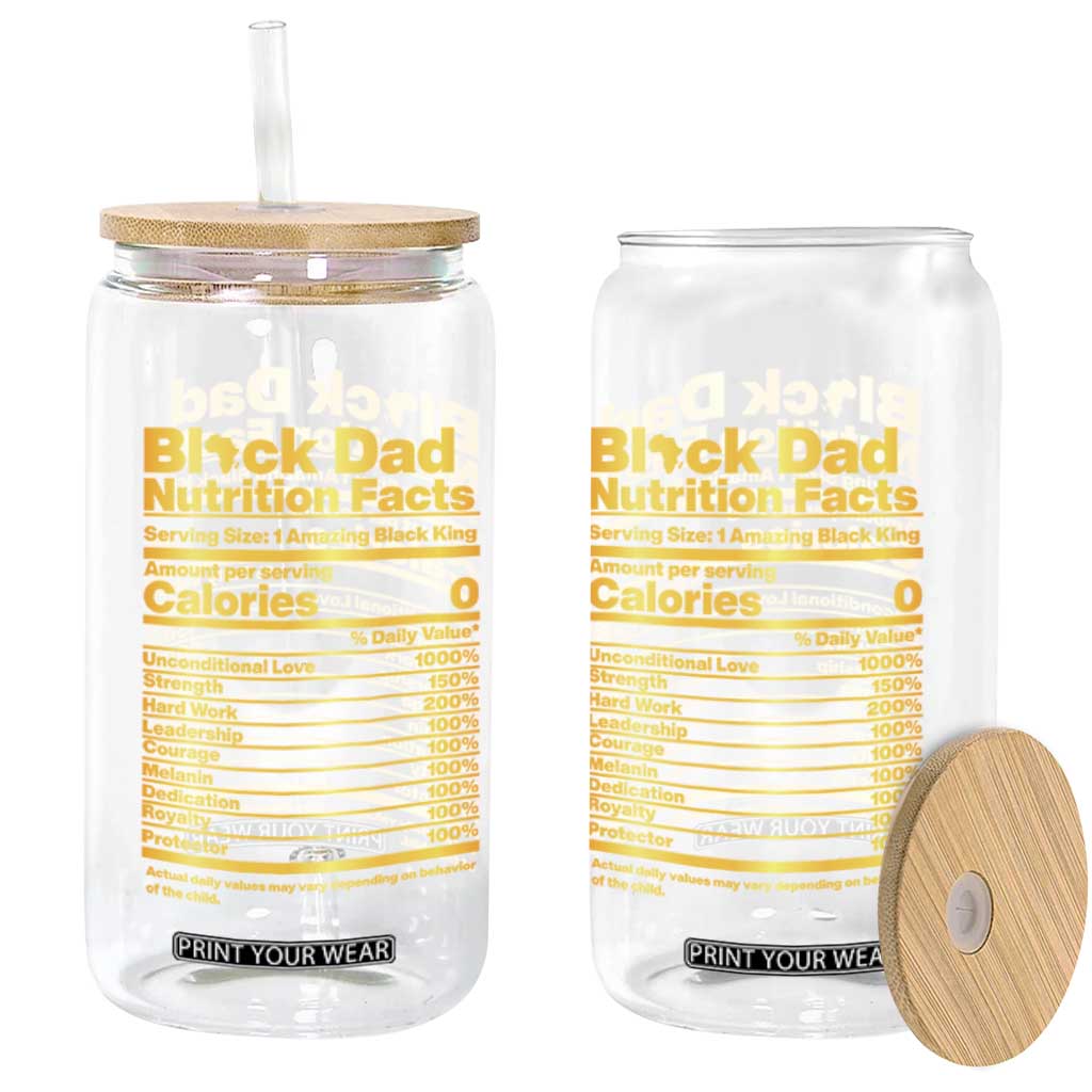 Black Dad Nutrition Facts Glass Can African American Fathers Day