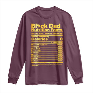 Black Dad Nutrition Facts Long Sleeve Shirt African American Fathers Day