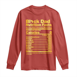 Black Dad Nutrition Facts Long Sleeve Shirt African American Fathers Day