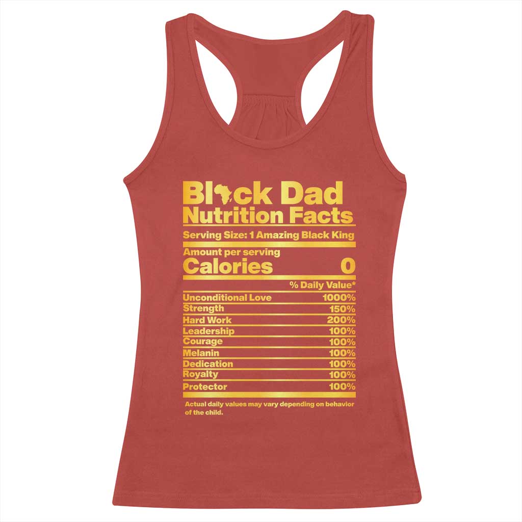 Black Dad Nutrition Facts Racerback Tank Top African American Fathers Day