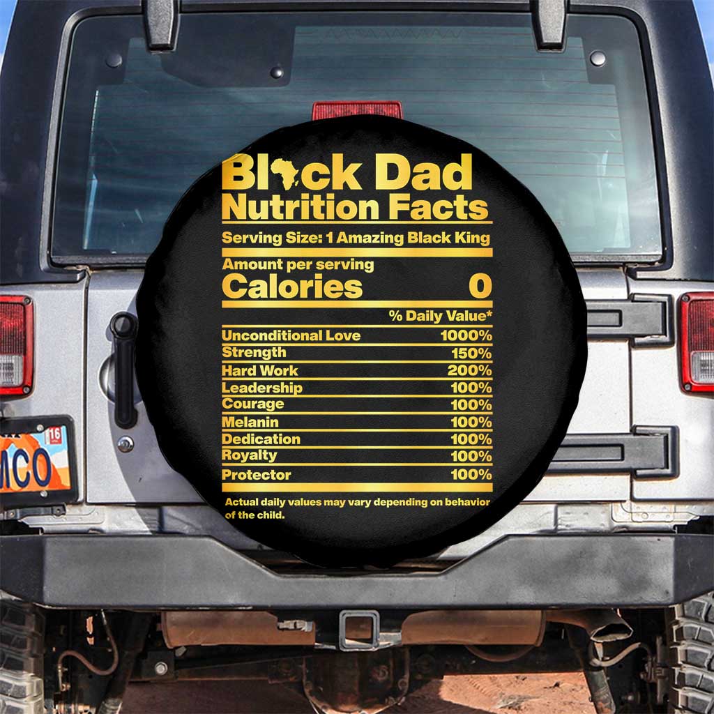 Black Dad Nutrition Facts Spare Tire Cover African American Fathers Day TS12 No hole Black Print Your Wear