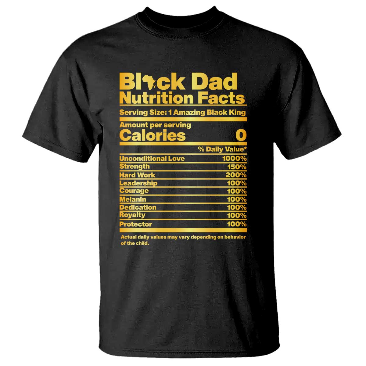 Black Dad Nutrition Facts T Shirt African American Fathers Day