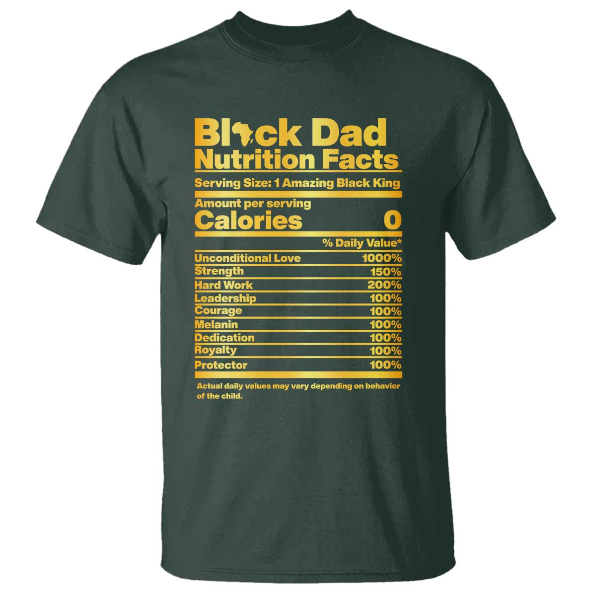 Black Dad Nutrition Facts T Shirt African American Fathers Day