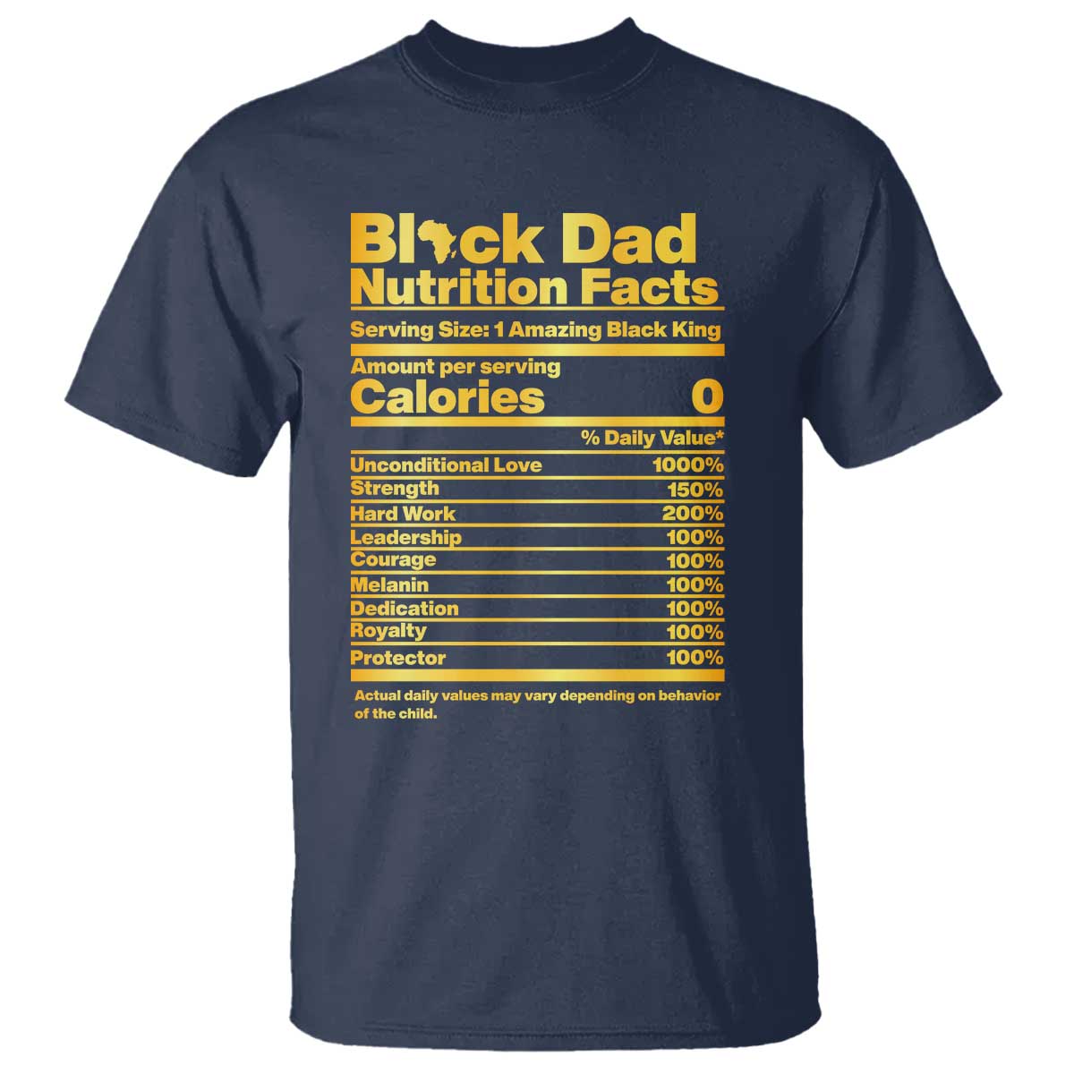 Black Dad Nutrition Facts T Shirt African American Fathers Day
