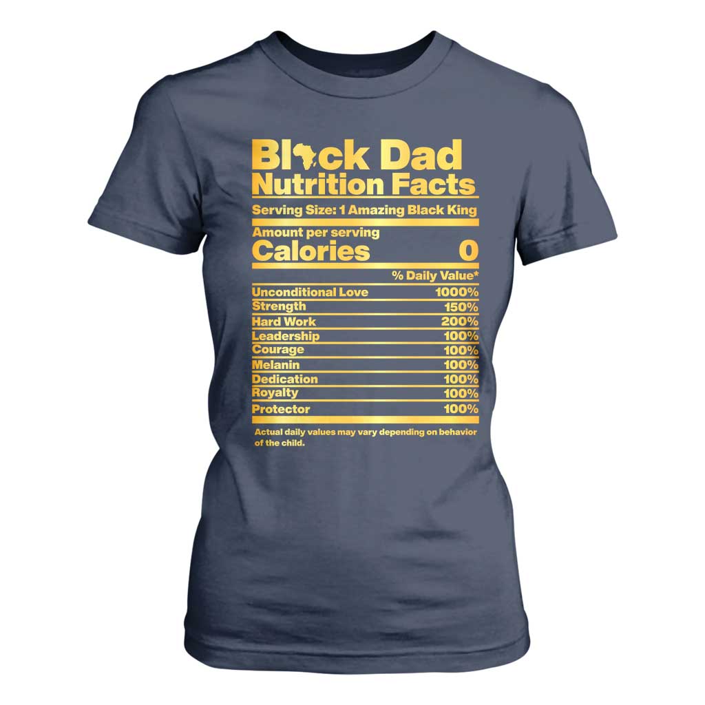 Black Dad Nutrition Facts T Shirt For Women African American Fathers Day