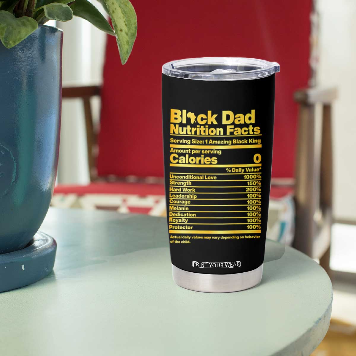 Black Dad Nutrition Facts Tumbler Cup African American Fathers Day