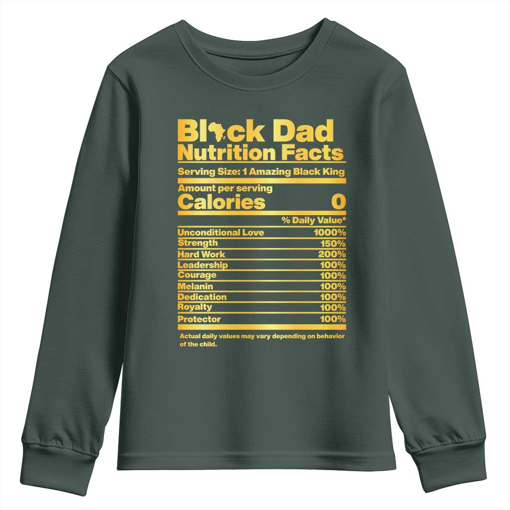 Black Dad Nutrition Facts Youth Sweatshirt African American Fathers Day