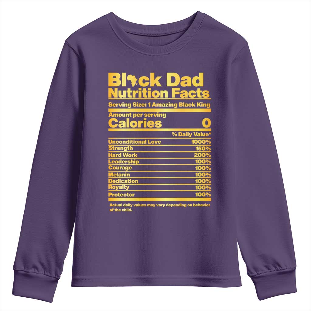 Black Dad Nutrition Facts Youth Sweatshirt African American Fathers Day