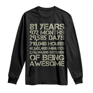 Vintage 81st Milestone Birthday Long Sleeve Shirt 81 Years Of Being Awesome