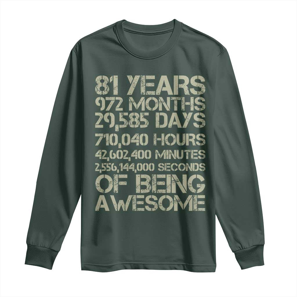 Vintage 81st Milestone Birthday Long Sleeve Shirt 81 Years Of Being Awesome