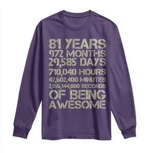 Vintage 81st Milestone Birthday Long Sleeve Shirt 81 Years Of Being Awesome