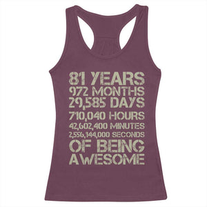 Vintage 81st Milestone Birthday Racerback Tank Top 81 Years Of Being Awesome