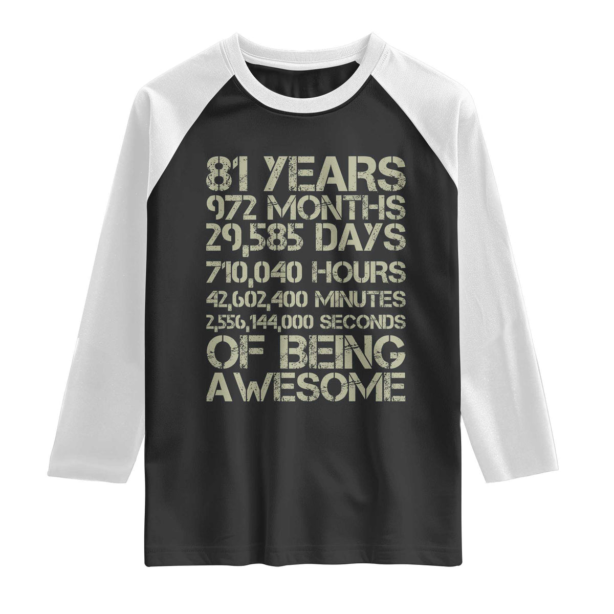 Vintage 81st Milestone Birthday Raglan Shirt 81 Years Of Being Awesome