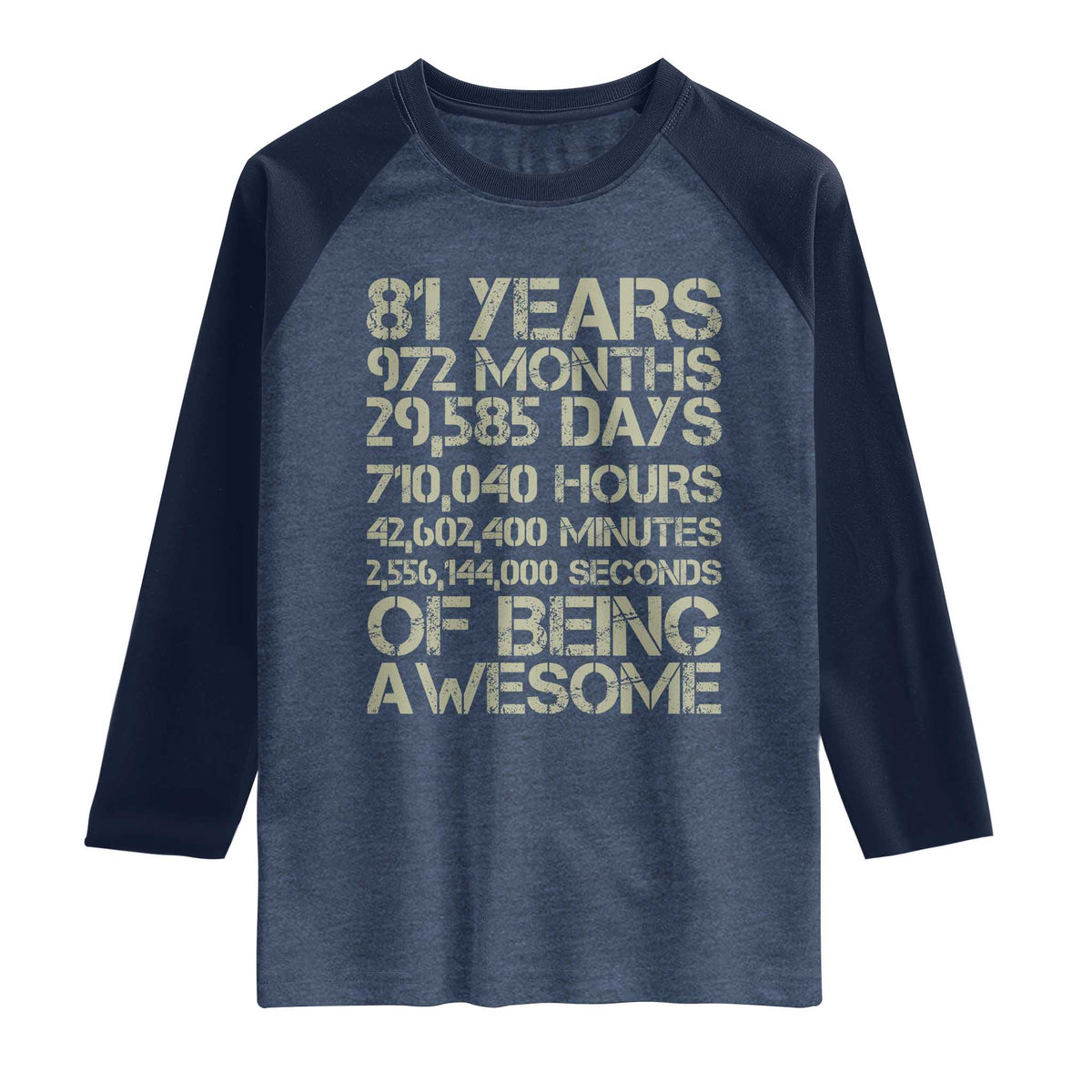 Vintage 81st Milestone Birthday Raglan Shirt 81 Years Of Being Awesome