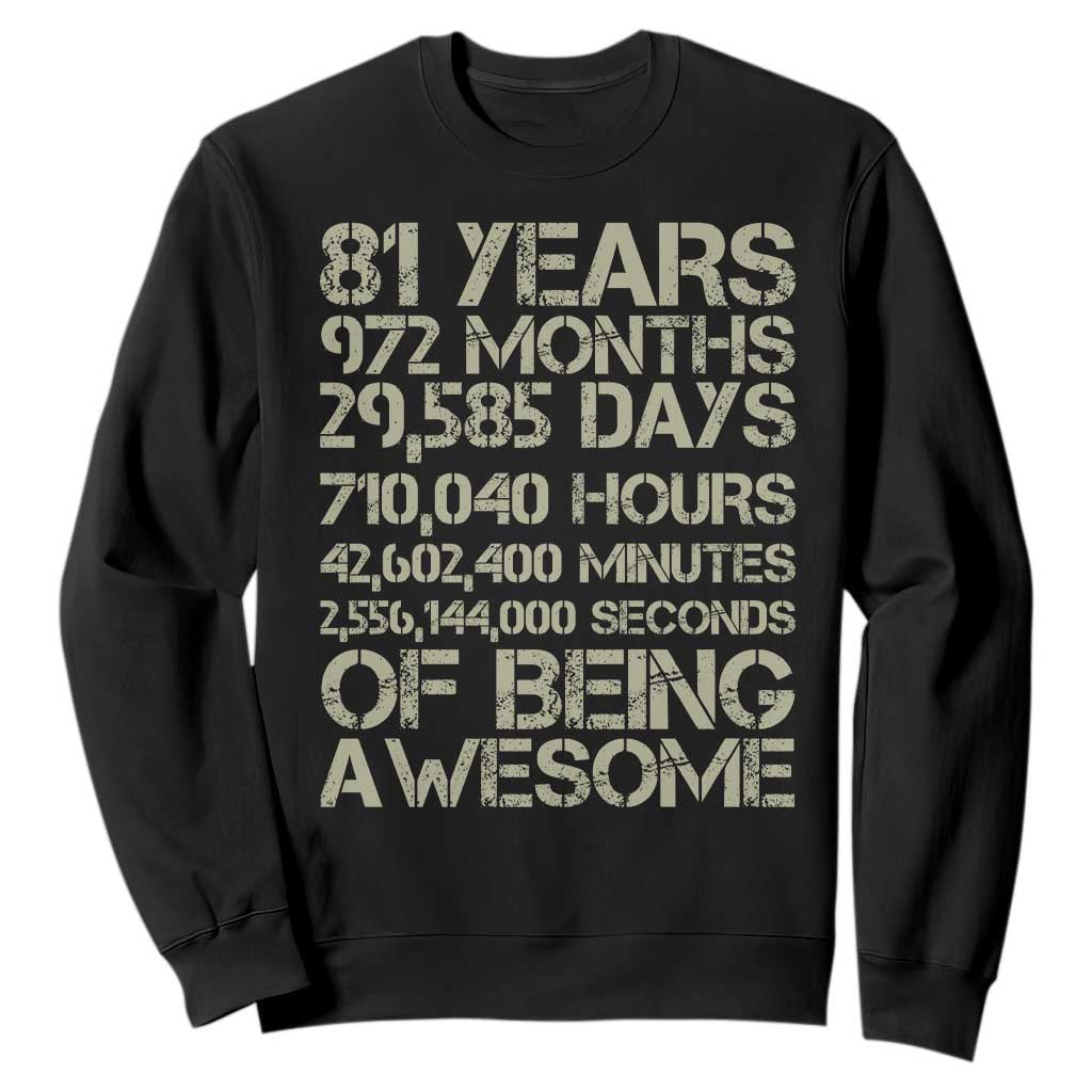 Vintage 81st Milestone Birthday Sweatshirt 81 Years Of Being Awesome