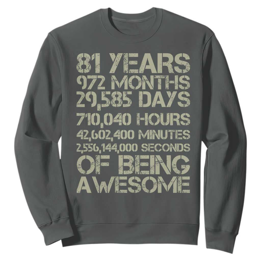 Vintage 81st Milestone Birthday Sweatshirt 81 Years Of Being Awesome