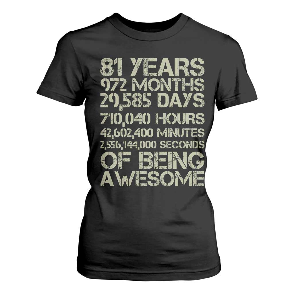 Vintage 81st Milestone Birthday T Shirt For Women 81 Years Of Being Awesome
