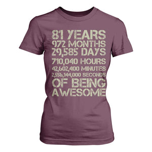 Vintage 81st Milestone Birthday T Shirt For Women 81 Years Of Being Awesome