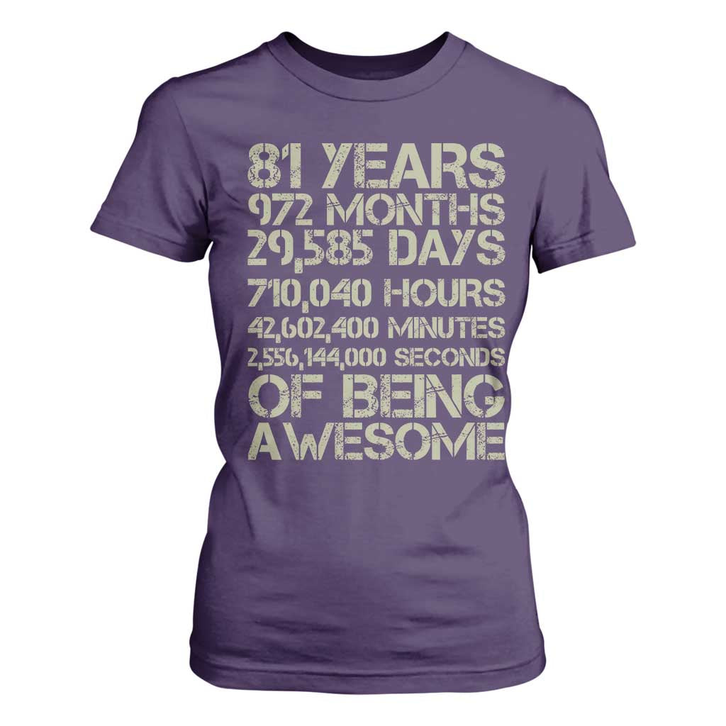 Vintage 81st Milestone Birthday T Shirt For Women 81 Years Of Being Awesome
