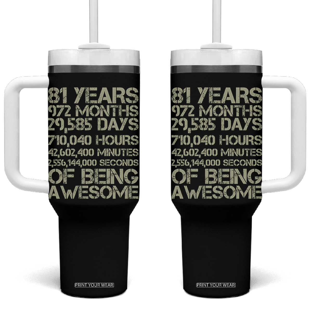 Vintage 81st Milestone Birthday Tumbler With Handle 81 Years Of Being Awesome