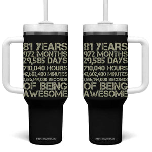 Vintage 81st Milestone Birthday Tumbler With Handle 81 Years Of Being Awesome