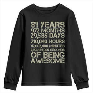 Vintage 81st Milestone Birthday Youth Sweatshirt 81 Years Of Being Awesome