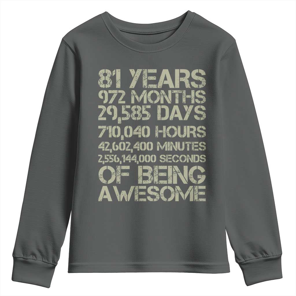 Vintage 81st Milestone Birthday Youth Sweatshirt 81 Years Of Being Awesome