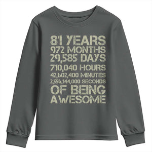 Vintage 81st Milestone Birthday Youth Sweatshirt 81 Years Of Being Awesome